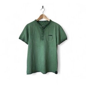 Superior Vintage SV52‎ Short Sleeve Henley Tee Mens Medium